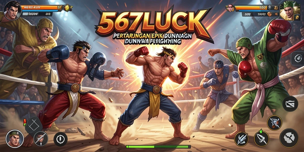 Screenshot menunjukkan pertarungan mendebarkan karakter di arena.
