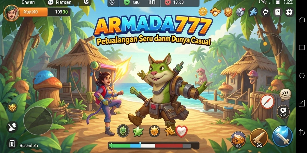 Tampilan gameplay menarik dari ARMADA777 yang penuh warna dan seru.