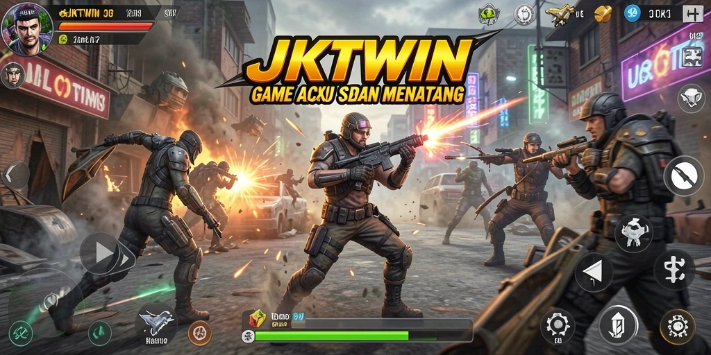 Tampilan gameplay JKTWIN yang menegangkan dan seru.