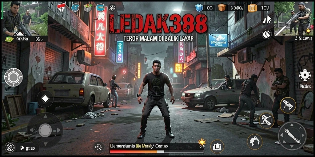 Screenshot LEDAK388 menampilkan momen menegangkan saat menjelajahi area gelap.