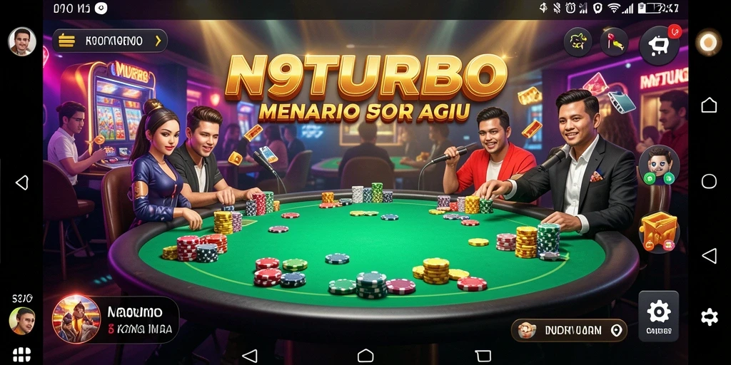 Tangkapan layar utama N9TURBO menampilkan gameplay Kasino yang menarik.