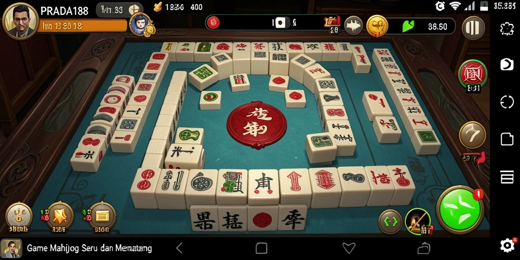 Tampilan gameplay Mahjong yang seru dalam PRADA188.